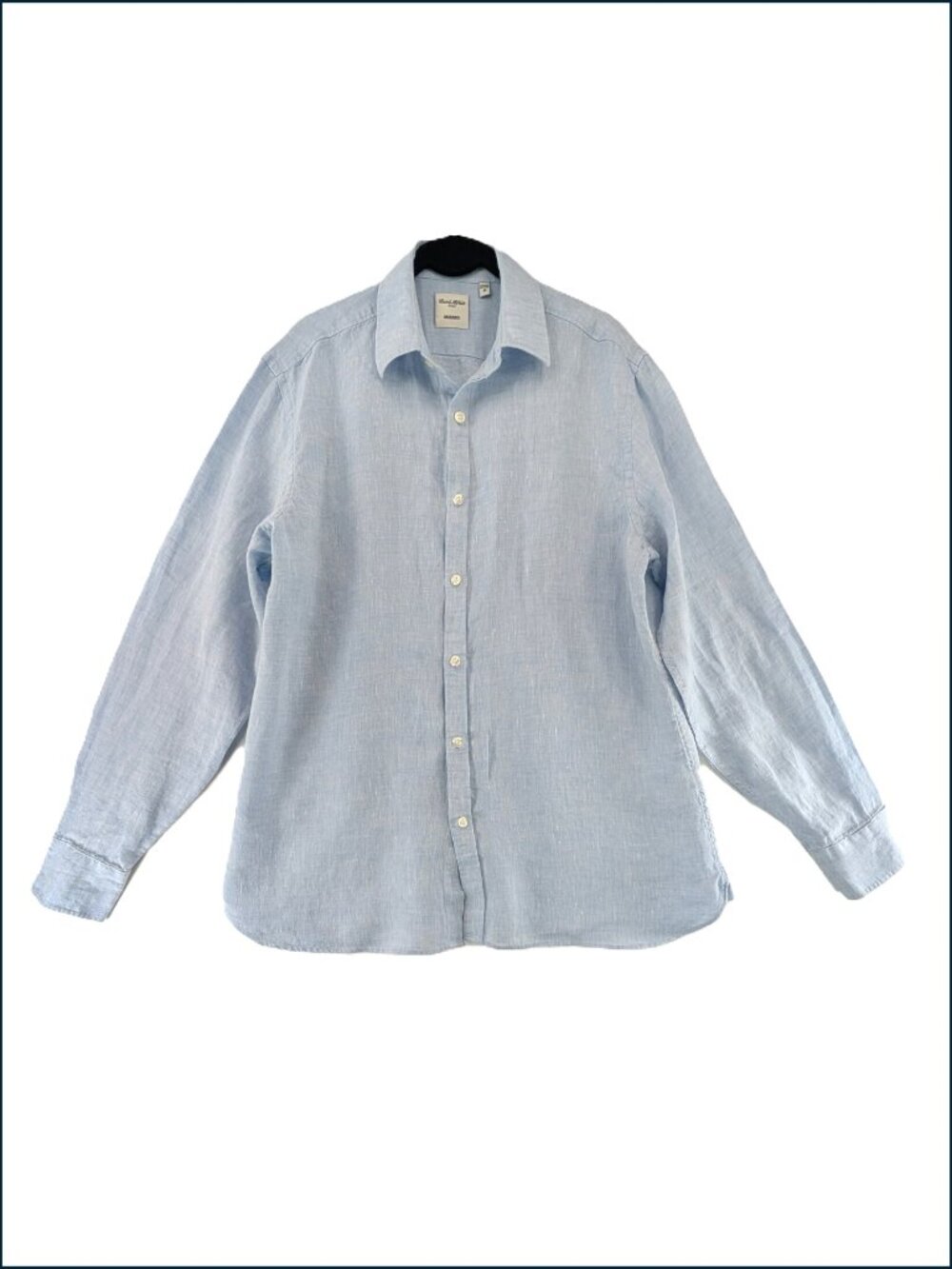 Baird McNutt Irish Linen Shirt Mens Size Medium Blue Chambray Murano Long Sleeve